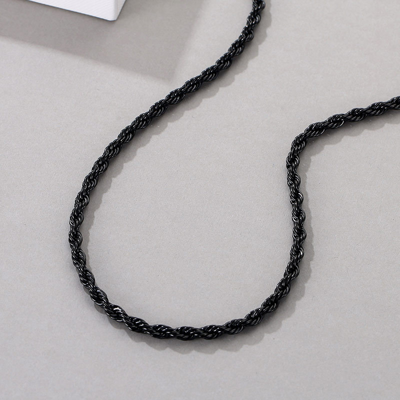 5MM Stainless Steel / Gold Plated / Black Twist Rope Chain Necklaces For Women Men Fashion Hip Hop Jewelry