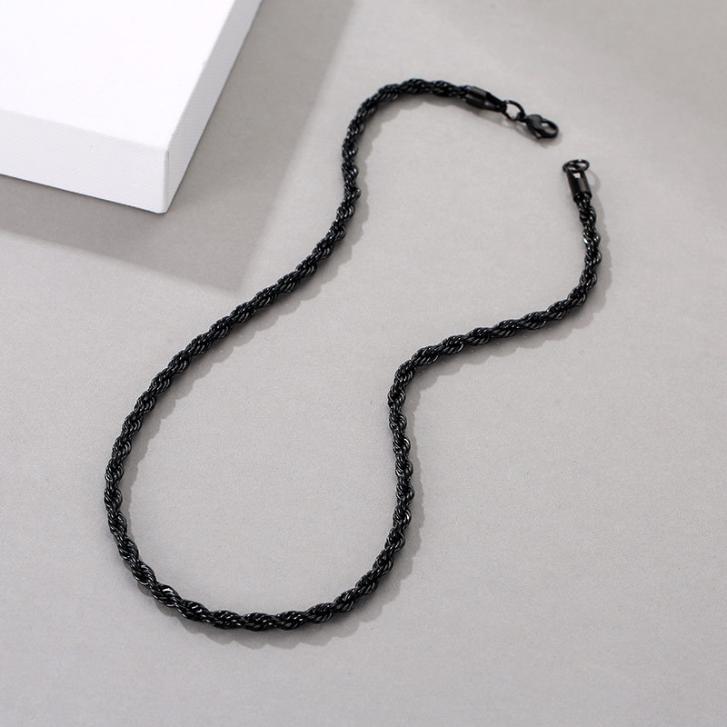 5MM Stainless Steel / Gold Plated / Black Twist Rope Chain Necklaces For Women Men Fashion Hip Hop Jewelry
