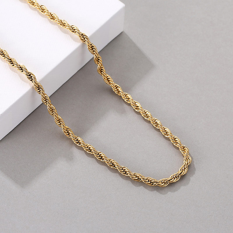 5MM Stainless Steel / Gold Plated / Black Twist Rope Chain Necklaces For Women Men Fashion Hip Hop Jewelry