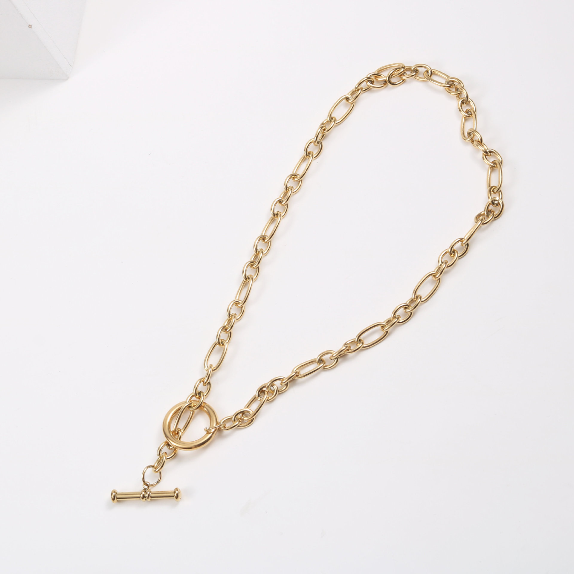 Joolim 18K Gold Plated Chunky Link Chain Toggle Necklace Stainless Steel Necklace Jewelry 