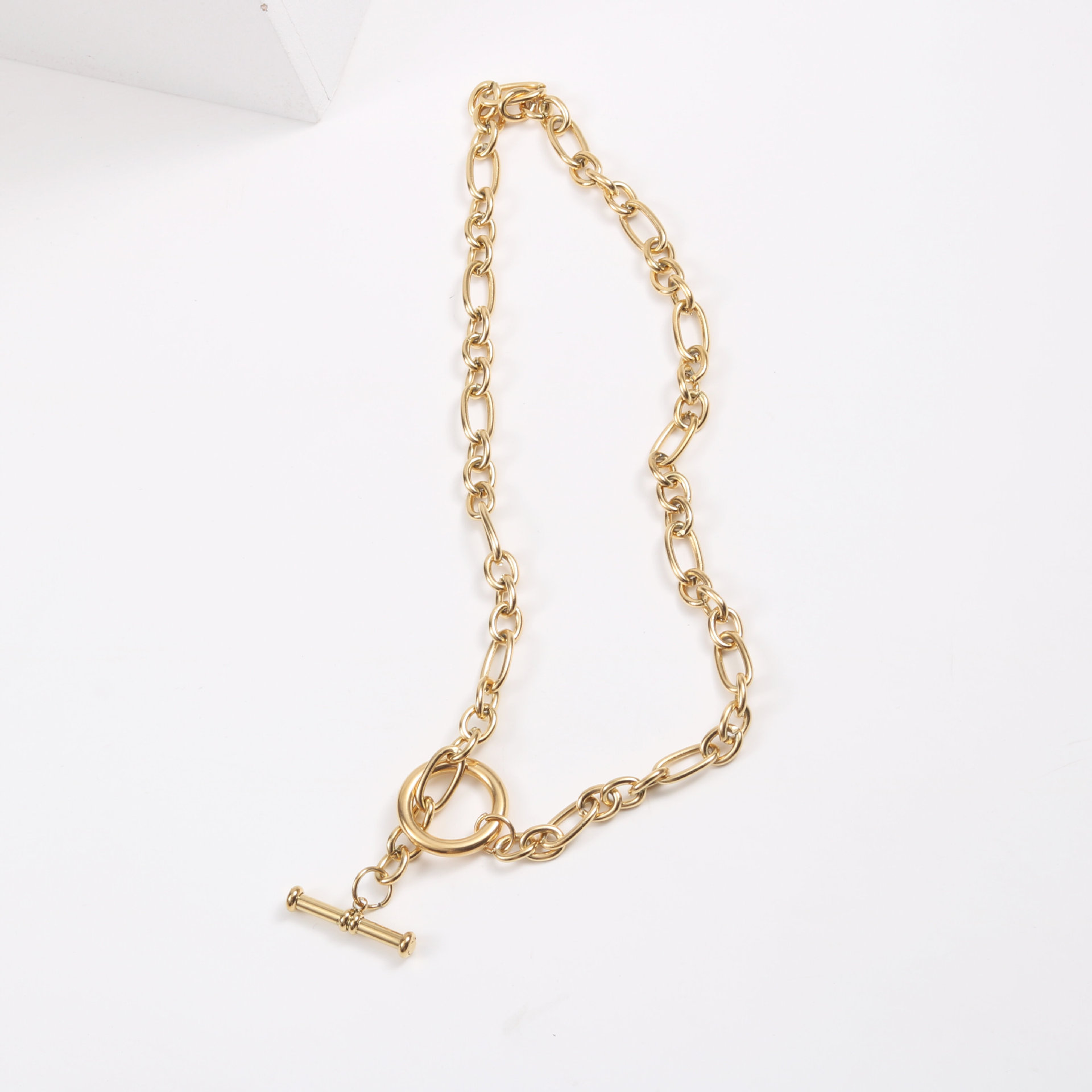 Joolim 18K Gold Plated Chunky Link Chain Toggle Necklace Stainless Steel Necklace Jewelry 
