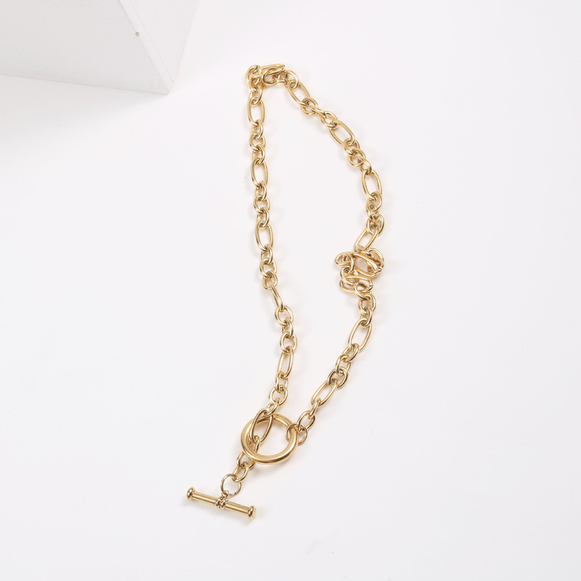 Joolim 18K Gold Plated Chunky Link Chain Toggle Necklace Stainless Steel Necklace Jewelry 