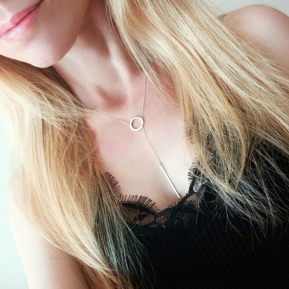 INS Most Popular designer Trendy 316 Stainless Steel Jewelry  Circle Lariat Bar Pendant Necklace Women