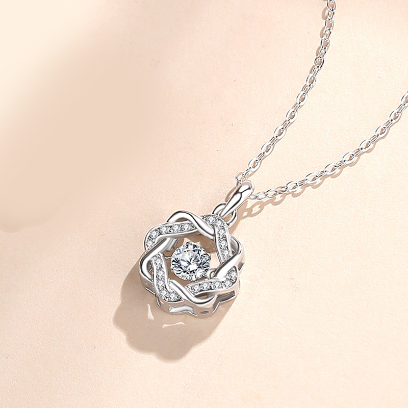 Elegant Ladies Diamond Pendant Luxury Personalized 925 Sterling Silver Necklace