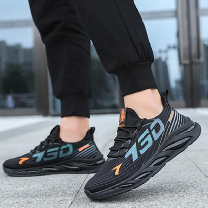 Most Popular lace-up Breathable Mesh Running black sneakers  casual fashion non-slip tennis shoes men