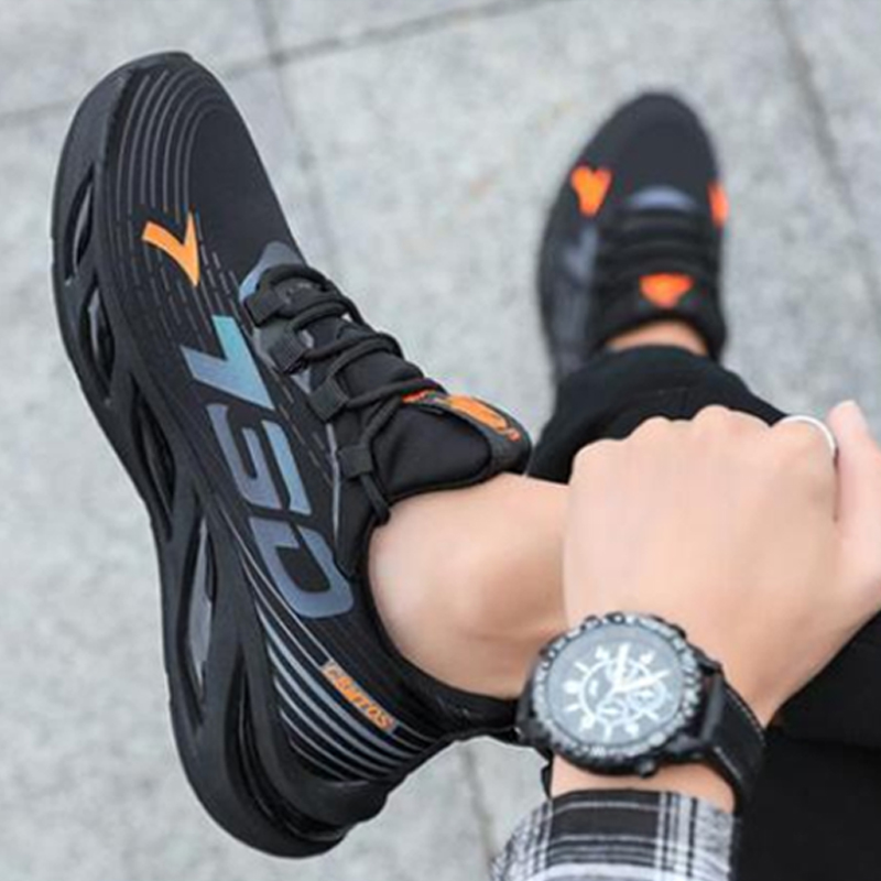 Most Popular lace-up Breathable Mesh Running black sneakers  casual fashion non-slip tennis shoes men