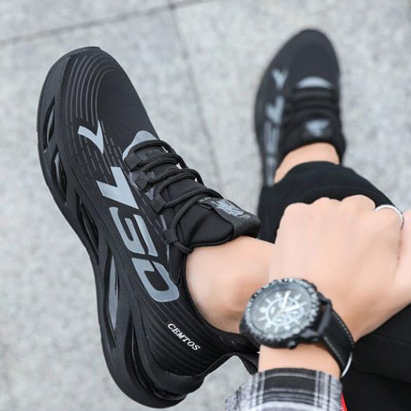 Most Popular lace-up Breathable Mesh Running black sneakers  casual fashion non-slip tennis shoes men