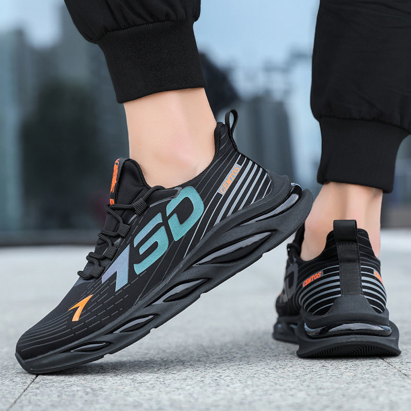 Most Popular lace-up Breathable Mesh Running black sneakers  casual fashion non-slip tennis shoes men