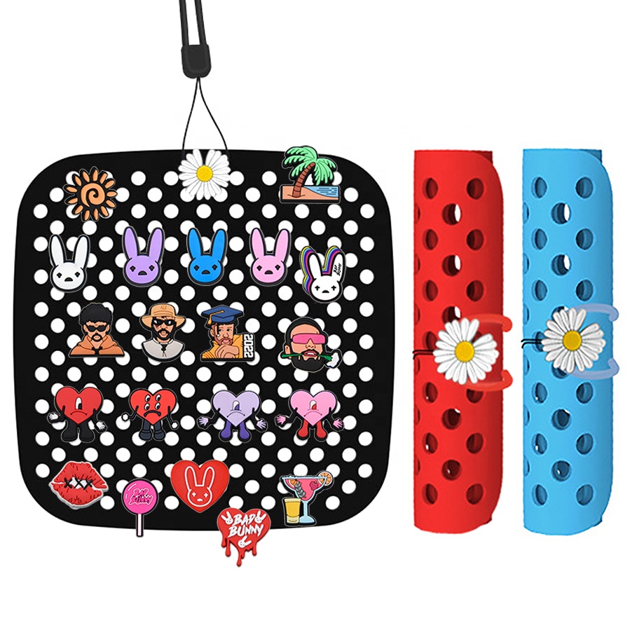 Pvc soft shoe decorations pad organizer croc shoe charm display organizer mat holders