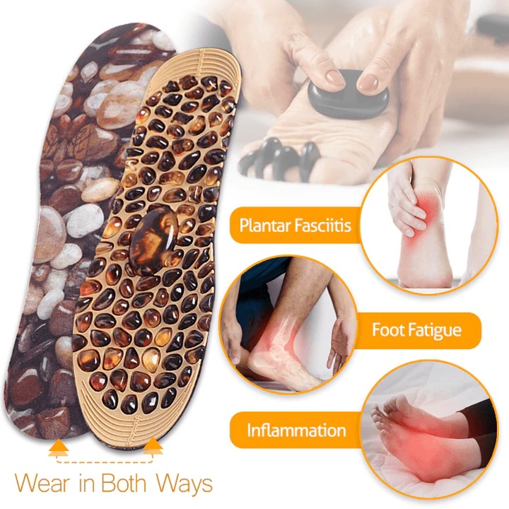 New Simulation Pebbles Massage Insole Pain Relief Shoe Inserts Lymphatic Two Way Massage Foot Pad