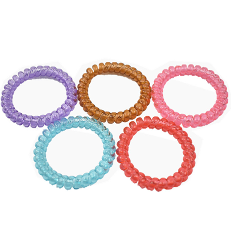 Hot sale plastic No trace Elastic spiral Hair Tie good quality telephone wire hair tie