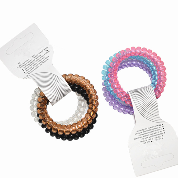 Hot sale plastic No trace Elastic spiral Hair Tie good quality telephone wire hair tie