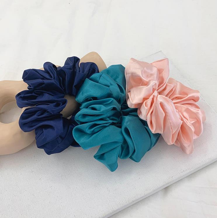 Solid Color Satin Fabric Hair Elastic Scrunchies Band Ties Accessories Ponytail Holder for Braids AWYQYH CN;HEN Big