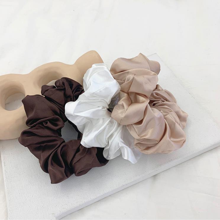 Solid Color Satin Fabric Hair Elastic Scrunchies Band Ties Accessories Ponytail Holder for Braids AWYQYH CN;HEN Big