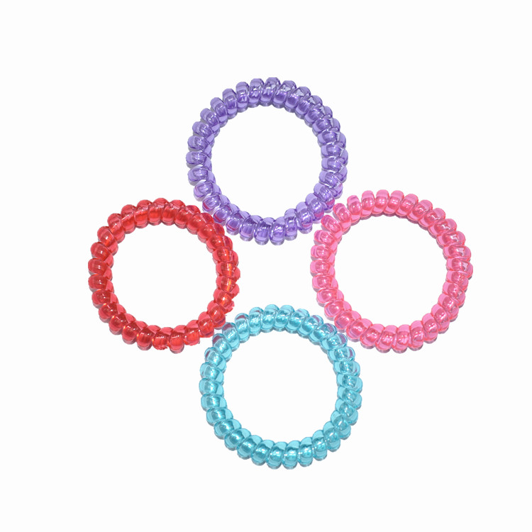 Hot sale plastic No trace Elastic spiral Hair Tie good quality telephone wire hair tie