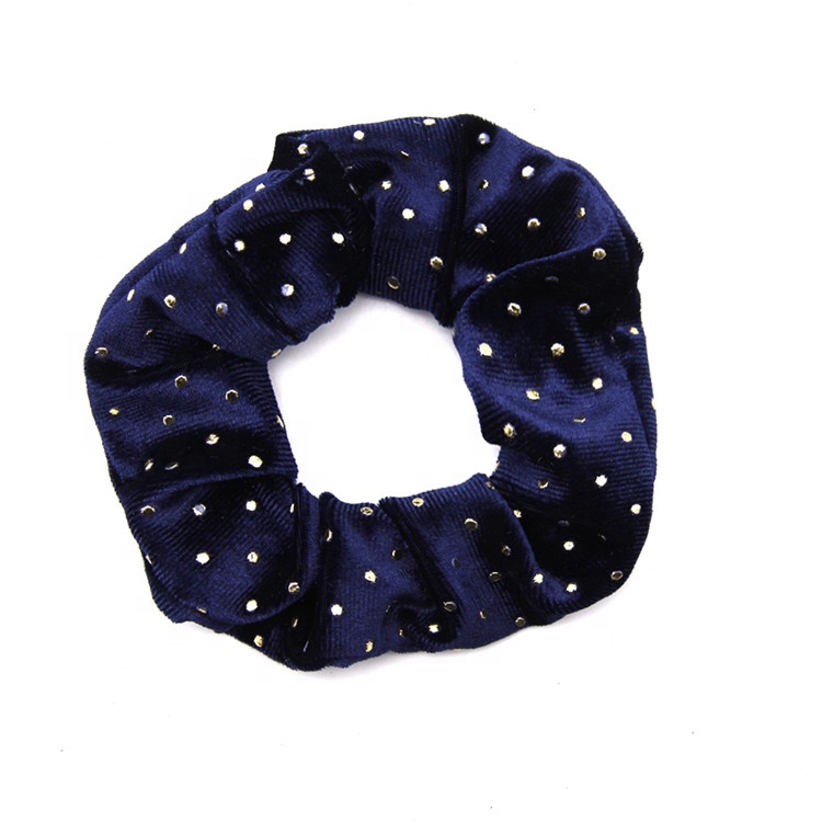 Gold Foil Dot Scrunchy Hair Bands Ponytail Elastic Velvet Fabric Hair Scrunchies Bundles For Girls Women 1102913