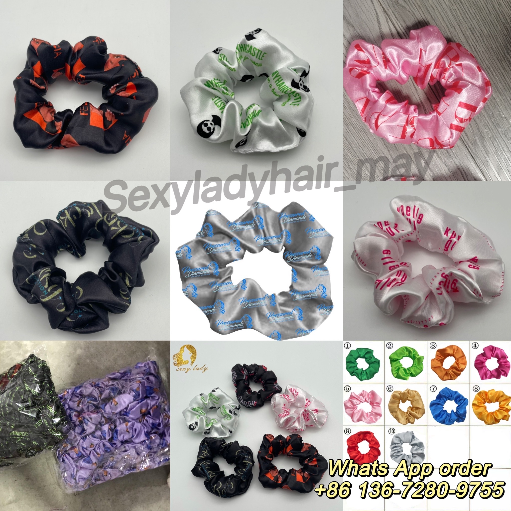 luxury high quality silk Hair Band  Stain Scrunchines Hair Ties Elastic for girls women