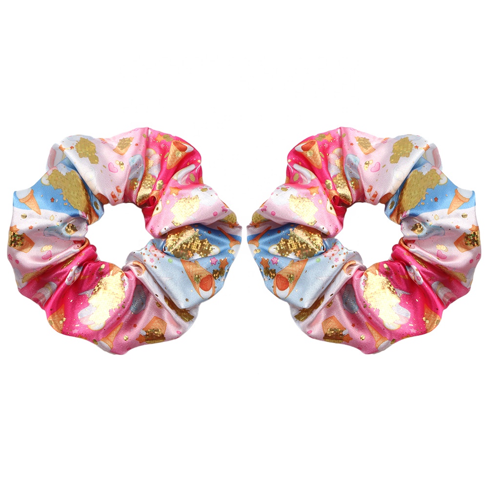 Holographic Gold Hair Scrunchies Ponytail Holder Hair Ties For Women Girls 1103010