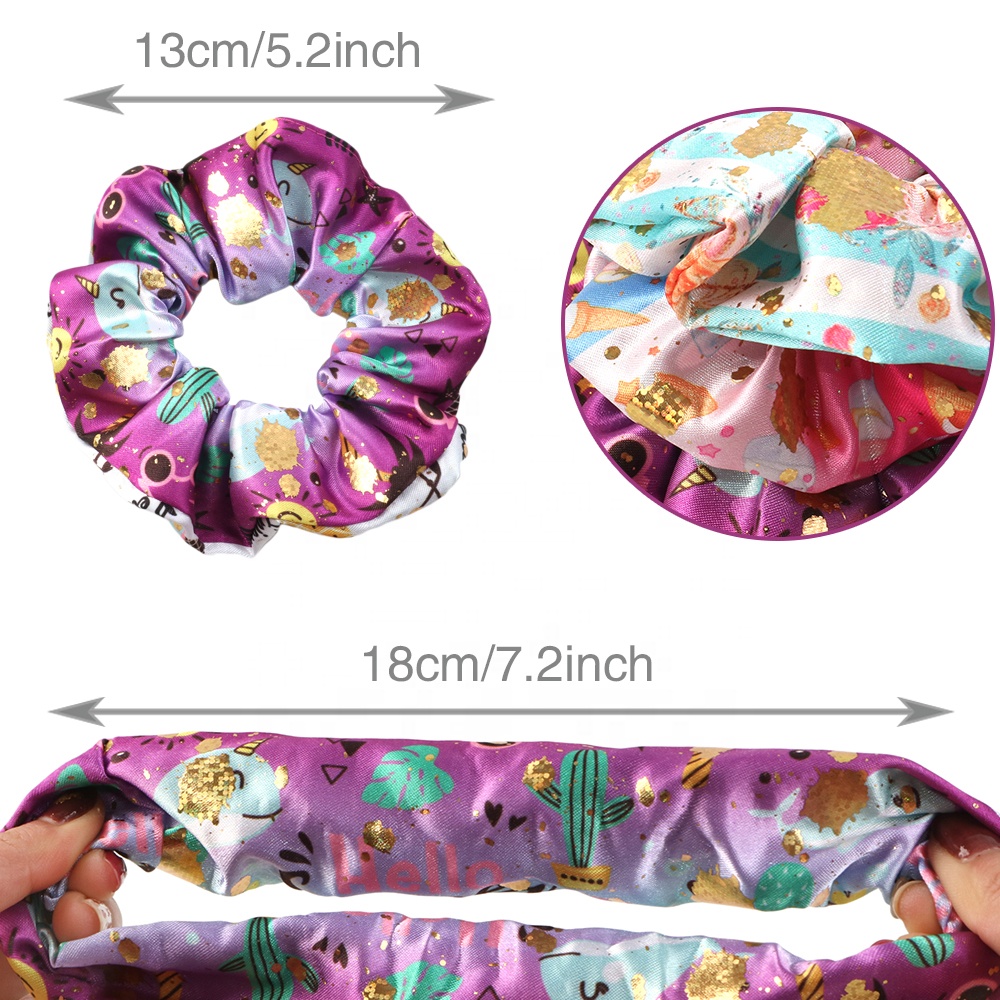Holographic Gold Hair Scrunchies Ponytail Holder Hair Ties For Women Girls 1103010