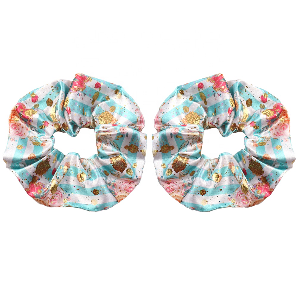 Holographic Gold Hair Scrunchies Ponytail Holder Hair Ties For Women Girls 1103010