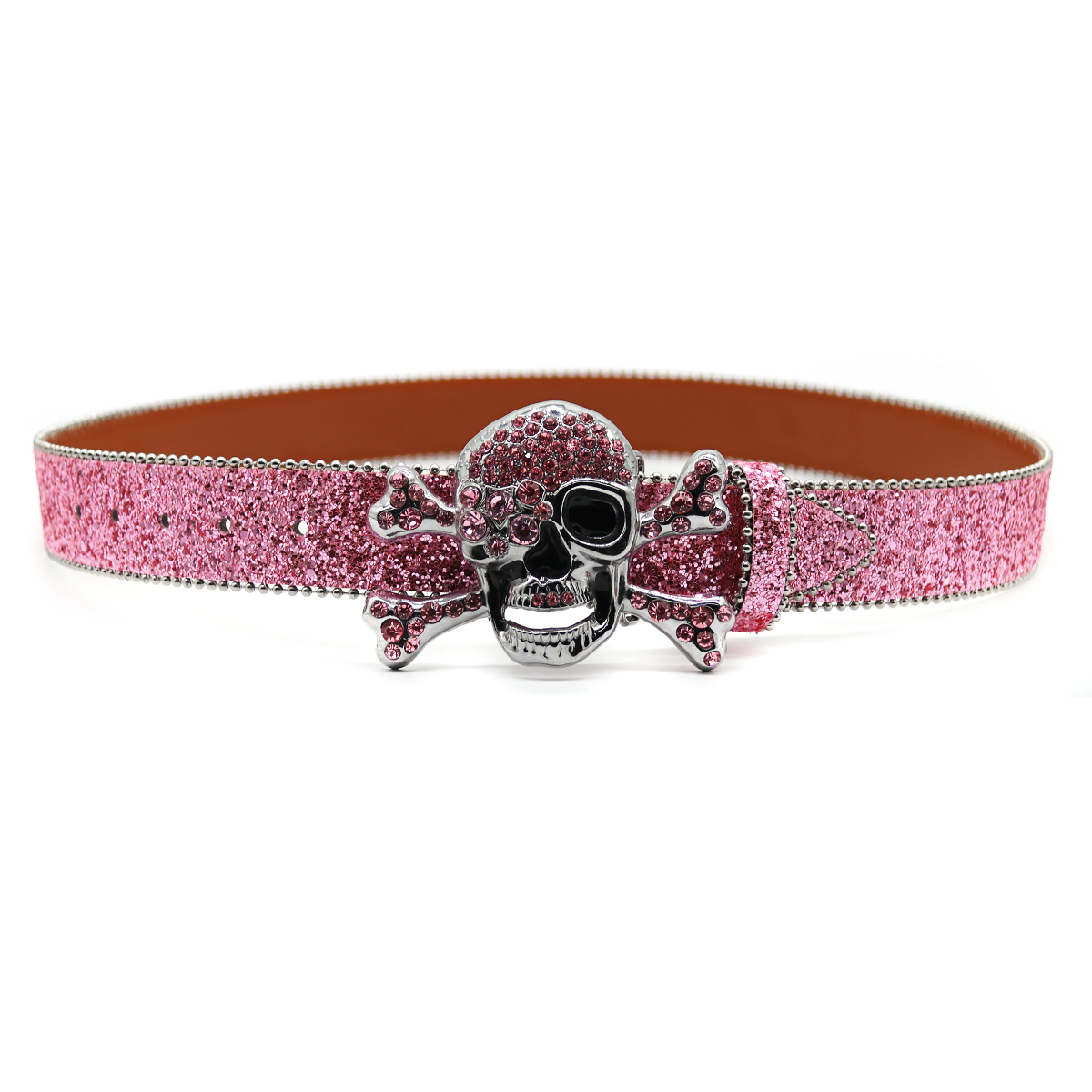 Big Skull Hand Rhinestone Belt Men Shine Rhinestone Belt Hip Hop Punk Personality Trend (Flash Strap)