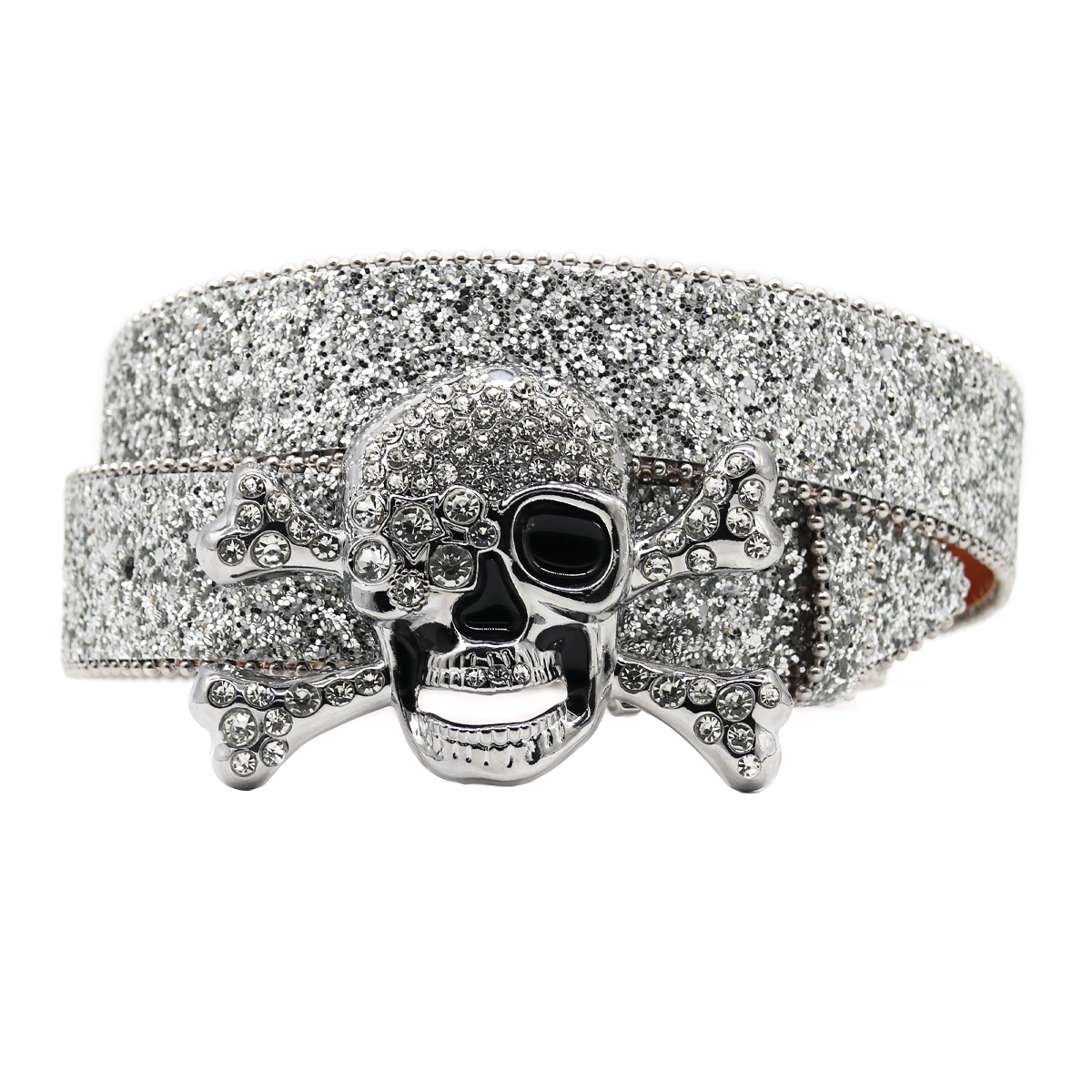 Big Skull Hand Rhinestone Belt Men Shine Rhinestone Belt Hip Hop Punk Personality Trend (Flash Strap)
