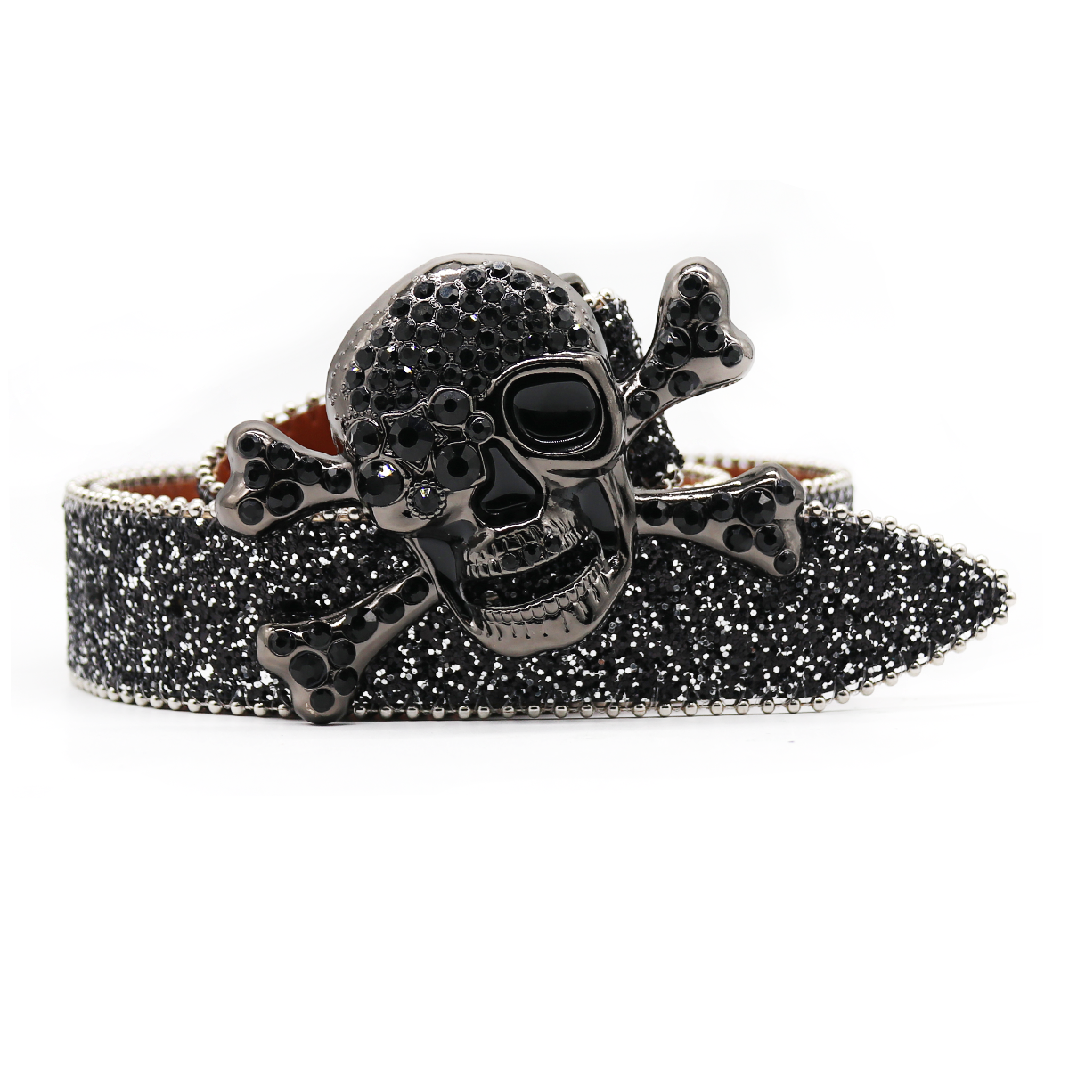 Big Skull Hand Rhinestone Belt Men Shine Rhinestone Belt Hip Hop Punk Personality Trend (Flash Strap)