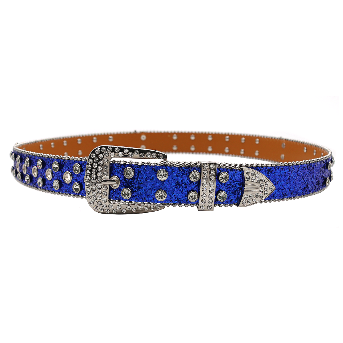 Rhinestone Skull Belt Men's and women's hand-inlaid rhinestone Flash Hip Hop Punk Fashion Belt (Big Flash Strap)