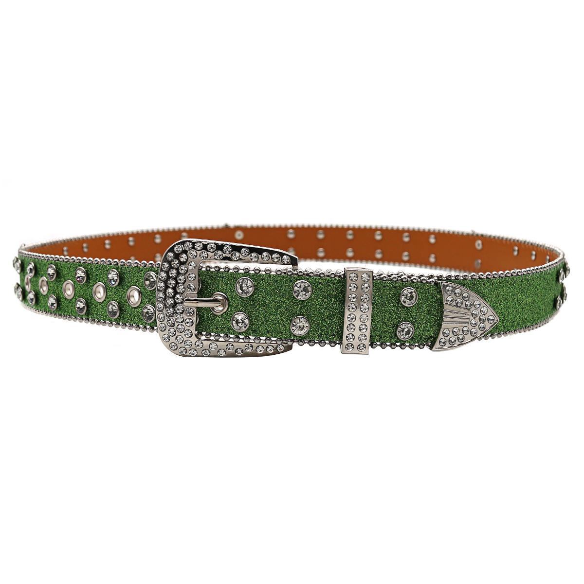Rhinestone Skull Belt Men's and women's hand-inlaid rhinestone Flash Hip Hop Punk Fashion Belt (Small flash strap)