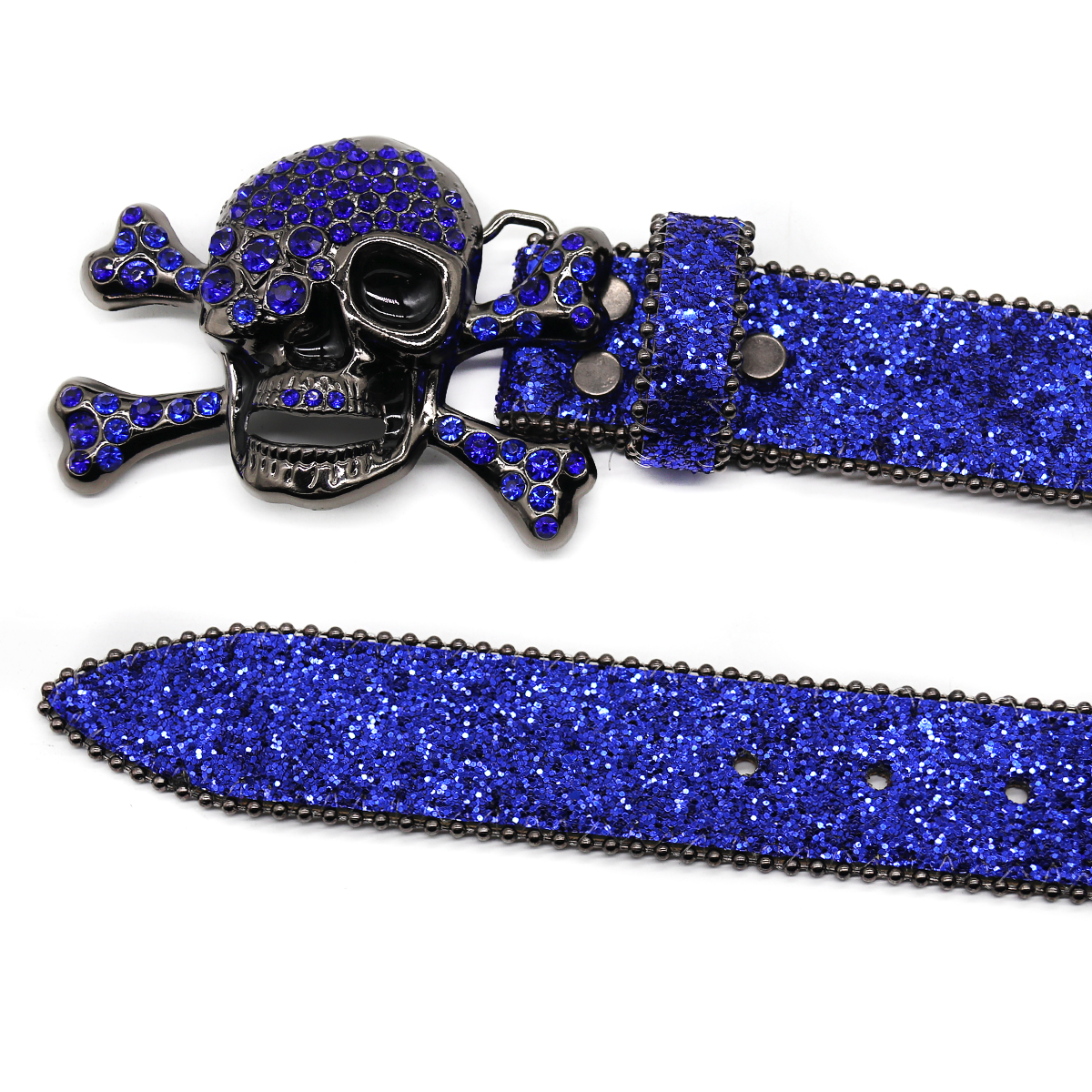 Big Skull Hand Rhinestone Belt Men Shine Rhinestone Belt Hip Hop Punk Personality Trend (Flash Strap)