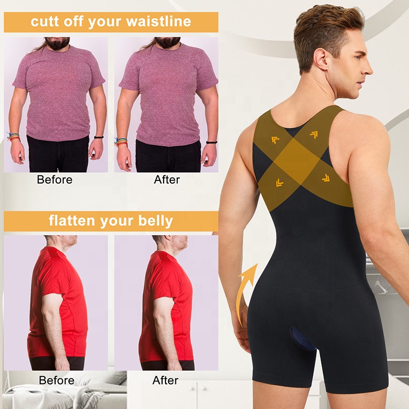 Seamless men's sleeveless Body Shapewear Slim-fit compression bodysuit Shapewear belly pajamas