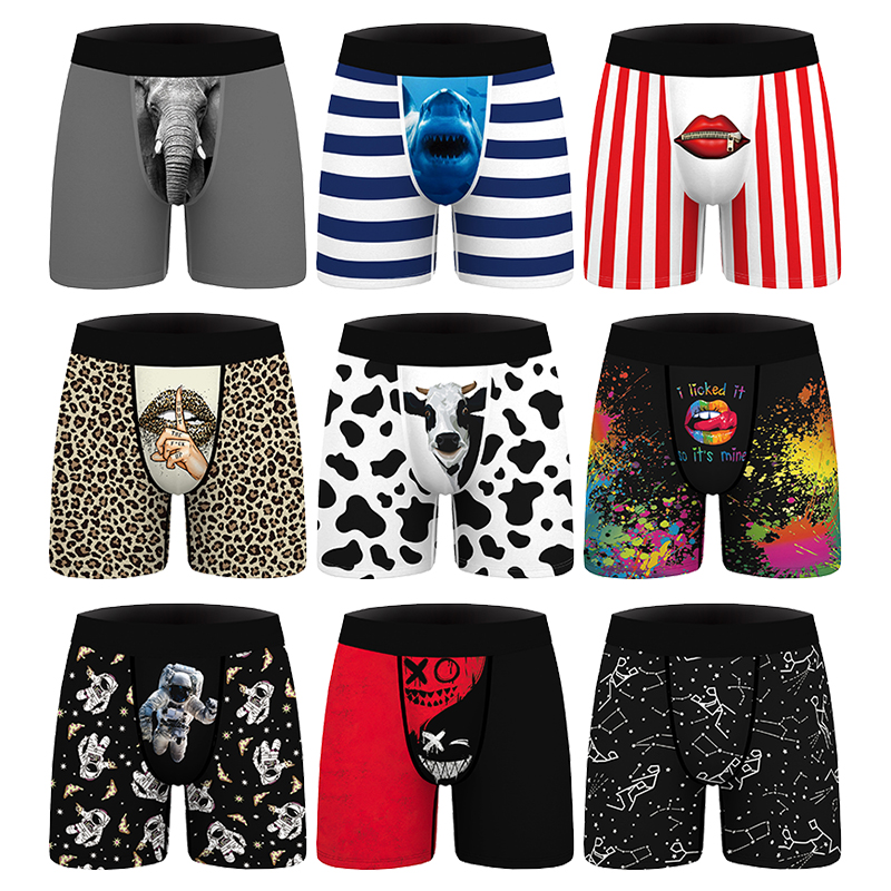 High quality Knitted Printing  shorts High Elastic Waistband soft  Mens boxer briefs Underwear Man