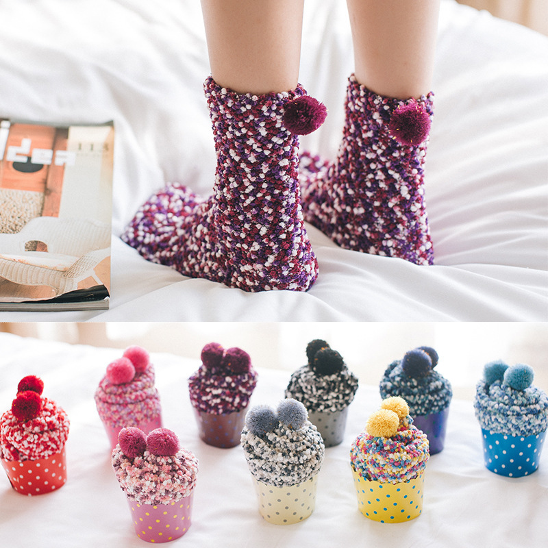 Party gift women's candy color hosiery 3D design gift box women's tube socks winter cozy sock cmax cupcake socks