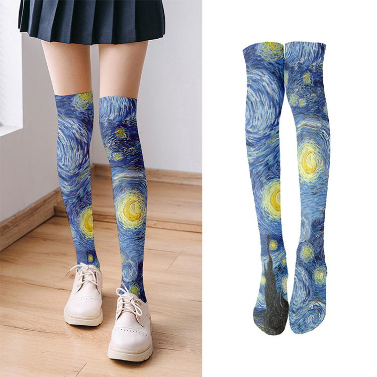   20D  cartoon funny socks Cute lolita printing designer Women's  Hosiery thigh high stockings