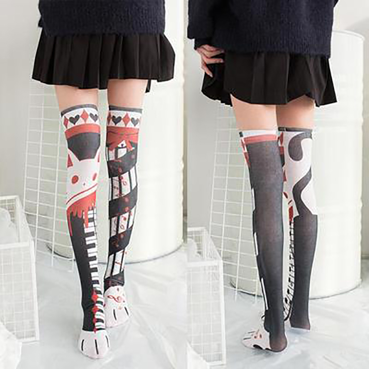   20D  cartoon funny socks Cute lolita printing designer Women's  Hosiery thigh high stockings