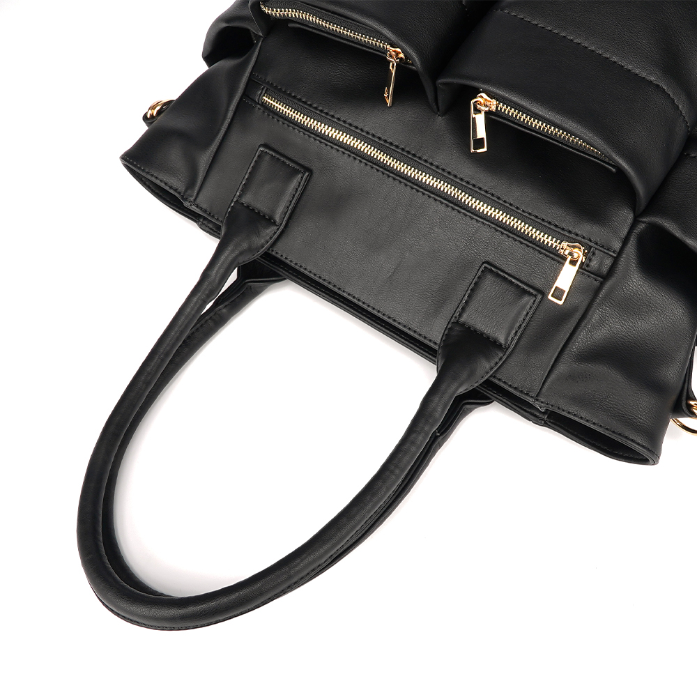 Waterproof black and brown diaper bag Multifunctional Mom diaper bag baby bag strap