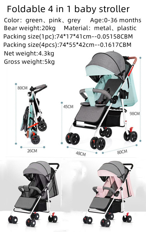 High quality aluminum frame foldable luxury stroller 3 in 1