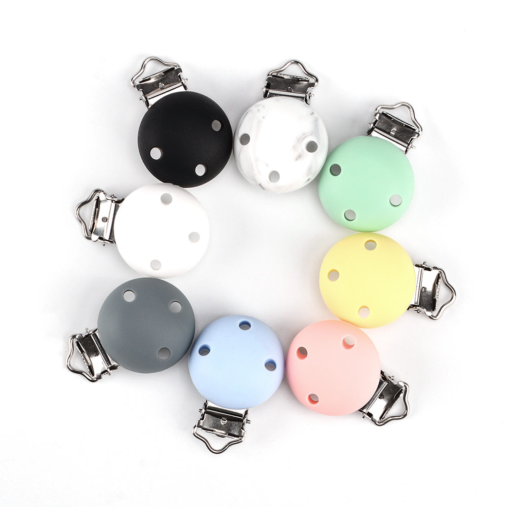 High quality safety pacifier teething round multicolor silicone baby clip DIY jewelry bracelet accessories 3 pieces