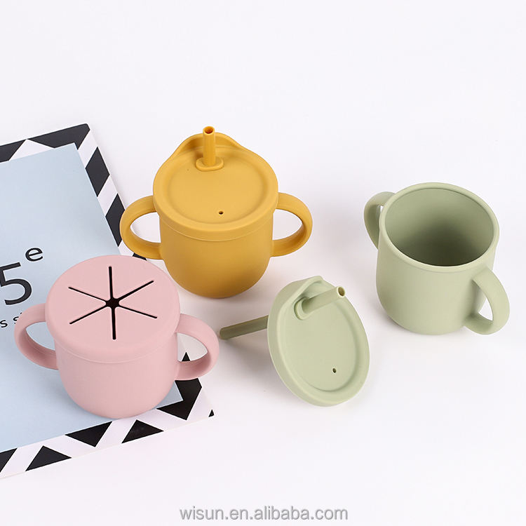 New Design silicone feeding accessories recycled drinking snack sippy kids baby cup