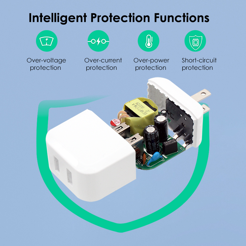 Portable 5V 2.4A Dual socket port USB Travel Quick Charger adapter for mobile phones and tablets pack of 2