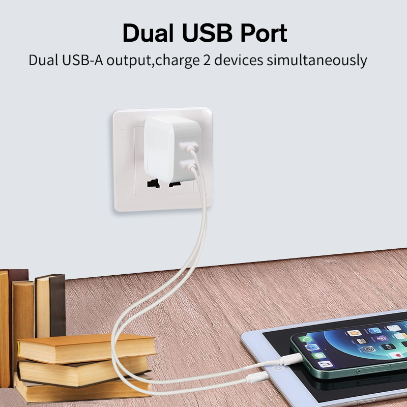Portable 5V 2.4A Dual socket port USB Travel Quick Charger adapter for mobile phones and tablets pack of 2