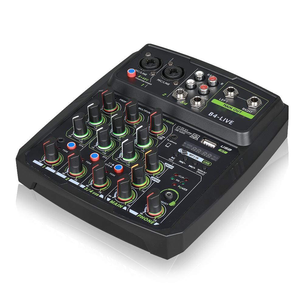 Demao B4-LIVE Phone live broadcast sound card home music production 4 channels mini audio mixer