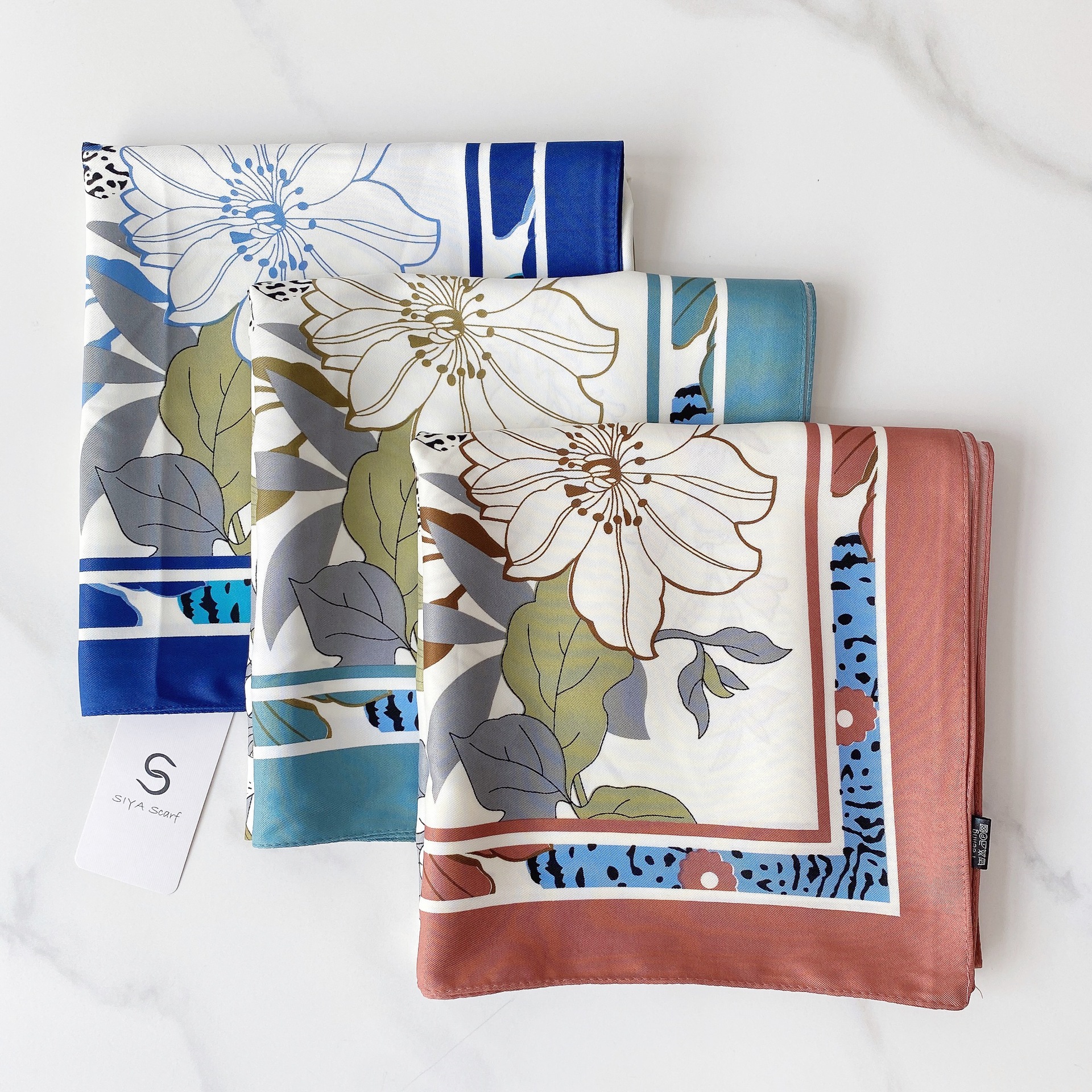 Sweet silk scarves summer new multi-functional decorative women's scarf 90 silk flower small square scarf