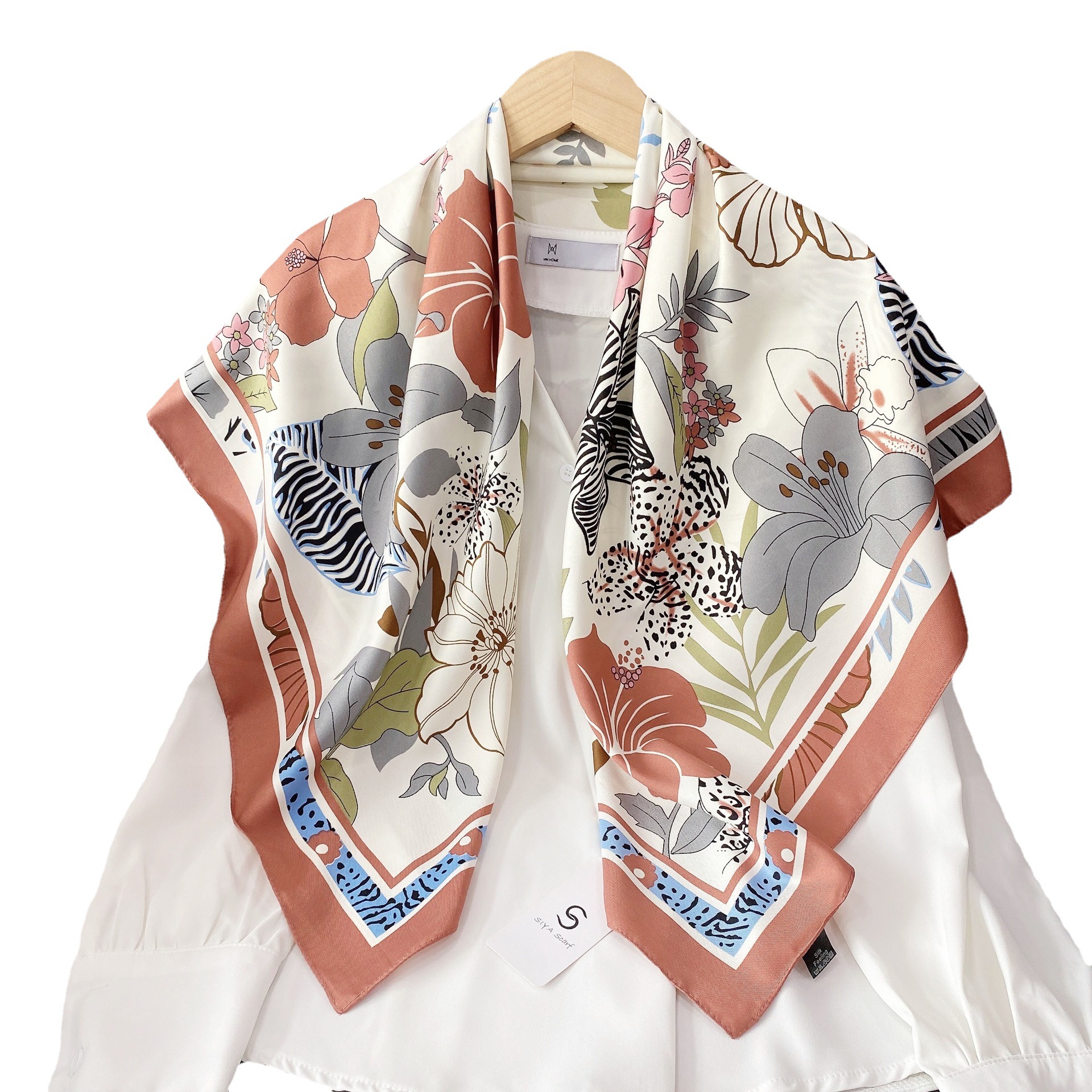 Sweet silk scarves summer new multi-functional decorative women's scarf 90 silk flower small square scarf