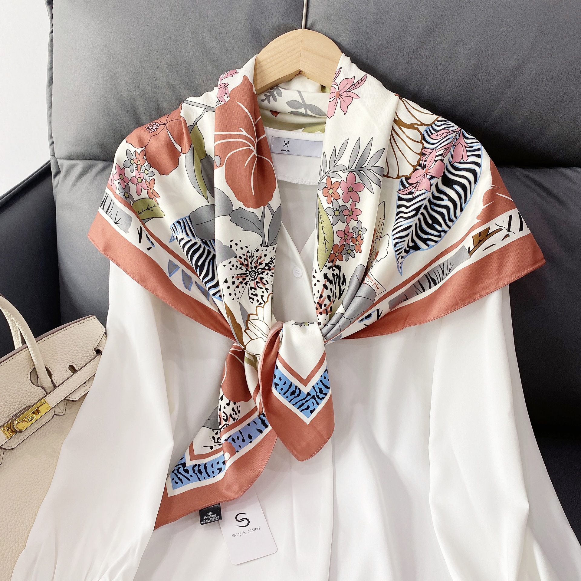 Sweet silk scarves summer new multi-functional decorative women's scarf 90 silk flower small square scarf