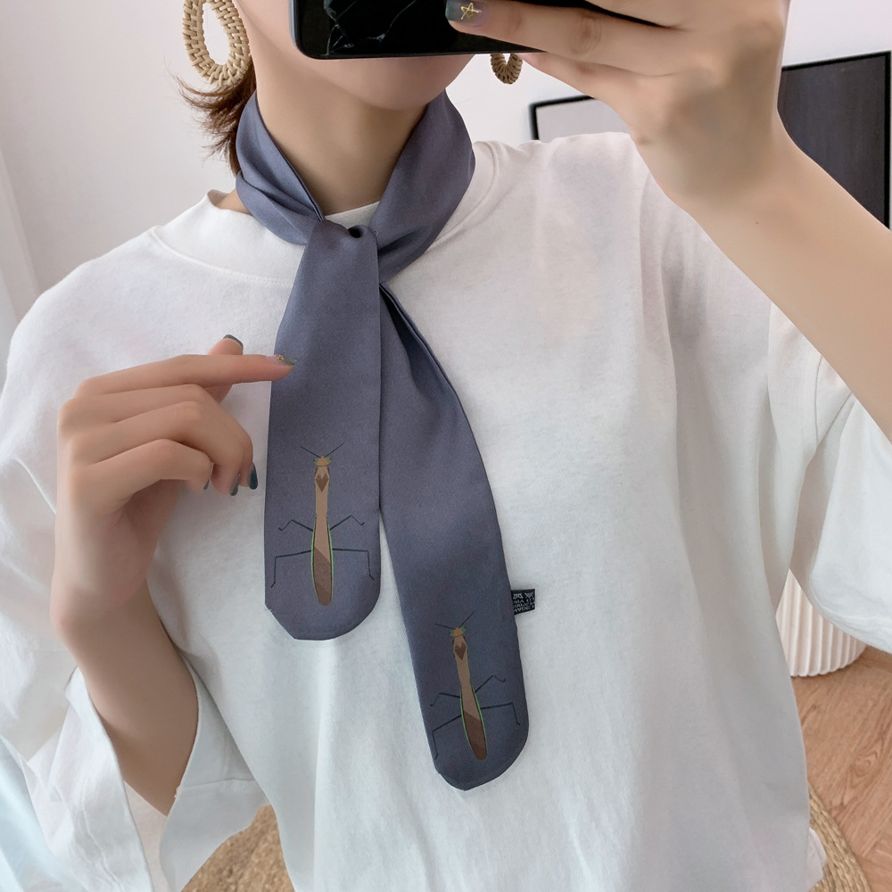 New 90cm*5cm natural insects Printed Small Scarf Women Silk Scarf Headband Long Scarves Bag Accessories Ribbon