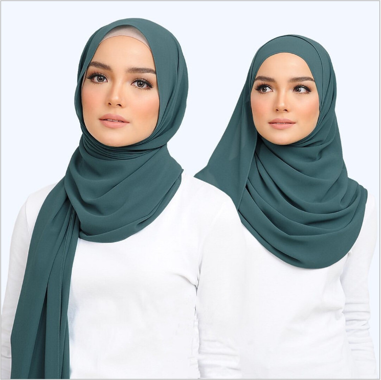New malaysia solid color scarf fashion women peal chiffon headscarf 