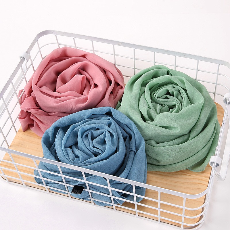 New malaysia solid color scarf fashion women peal chiffon headscarf 