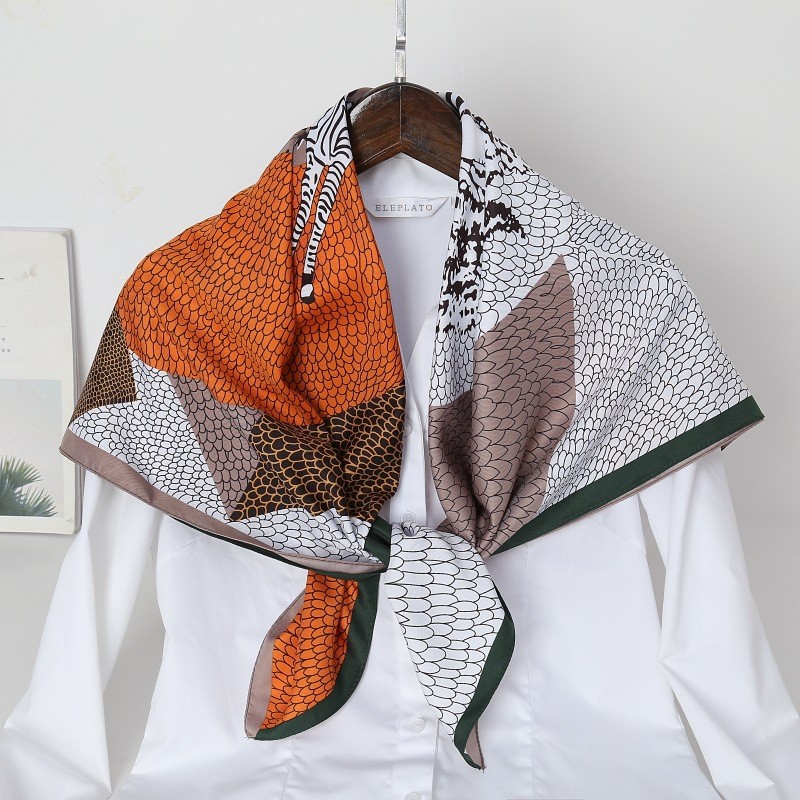 New fashion elegant polyester twill silk over size 90cm big square silk scarf foulards