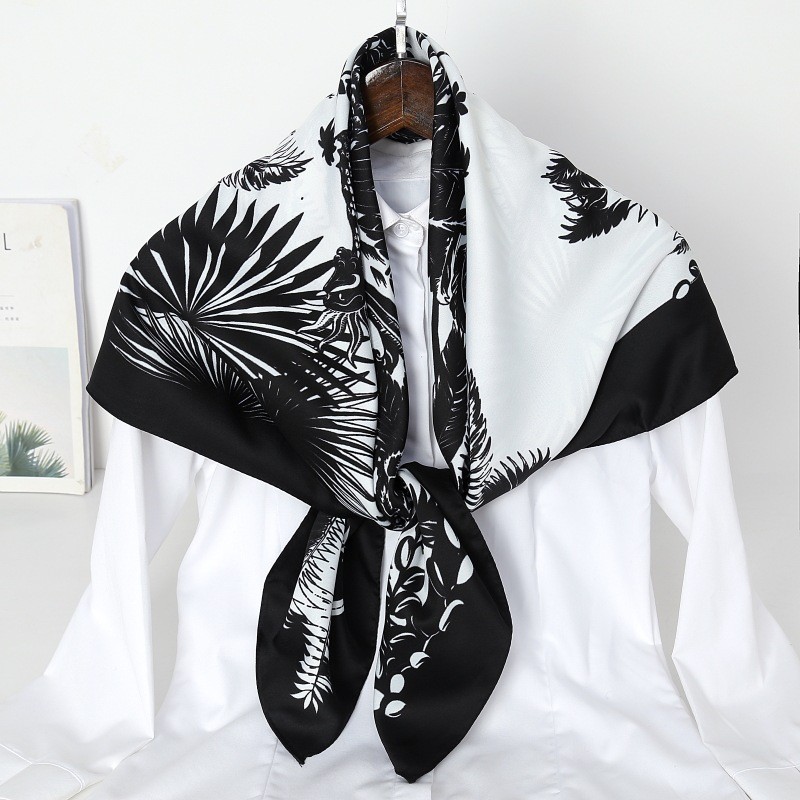 New fashion elegant polyester twill silk over size 90cm big square silk scarf foulards